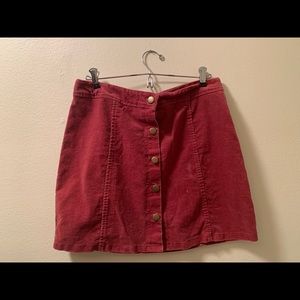 Corduroy button mini skirt
